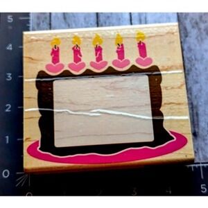 Rubber Stampede Birthday Cake Frame Z794G Rubber Stamp Wood #D3